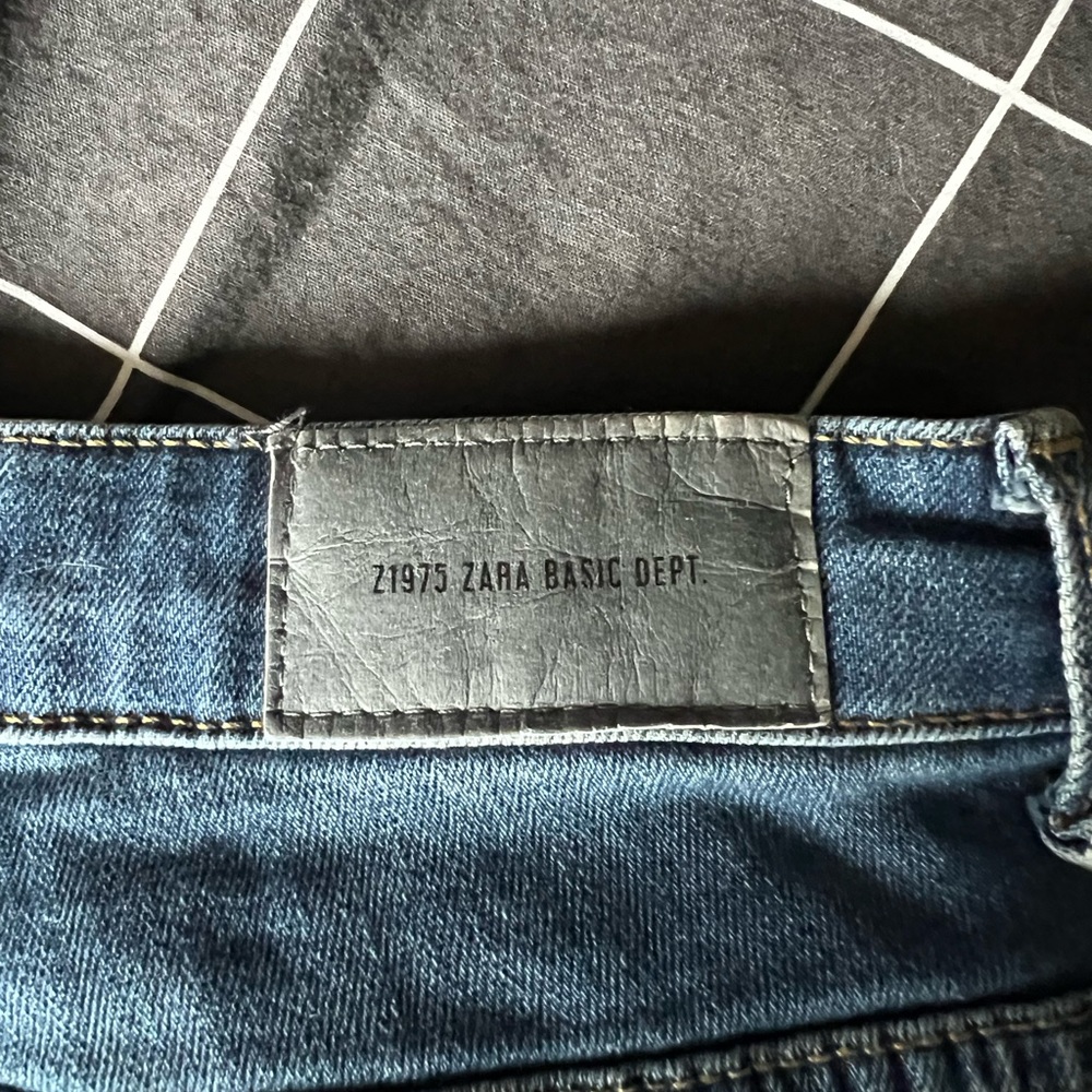 EUC - Zara Blue Skinny Jeans with Green Stripe (waist 16”) - Picture 7 of 7